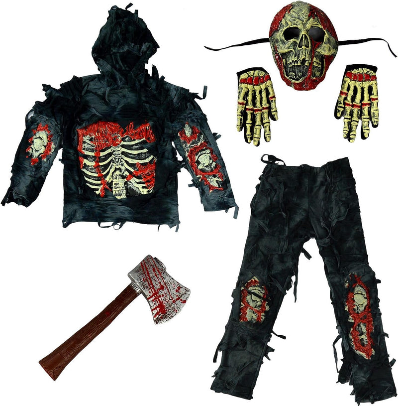 Spooktacular Creations Zombie Deluxe Costume, Scary Halloween Zombie Costume for Boys, Monsters Costume with Toy Axe
