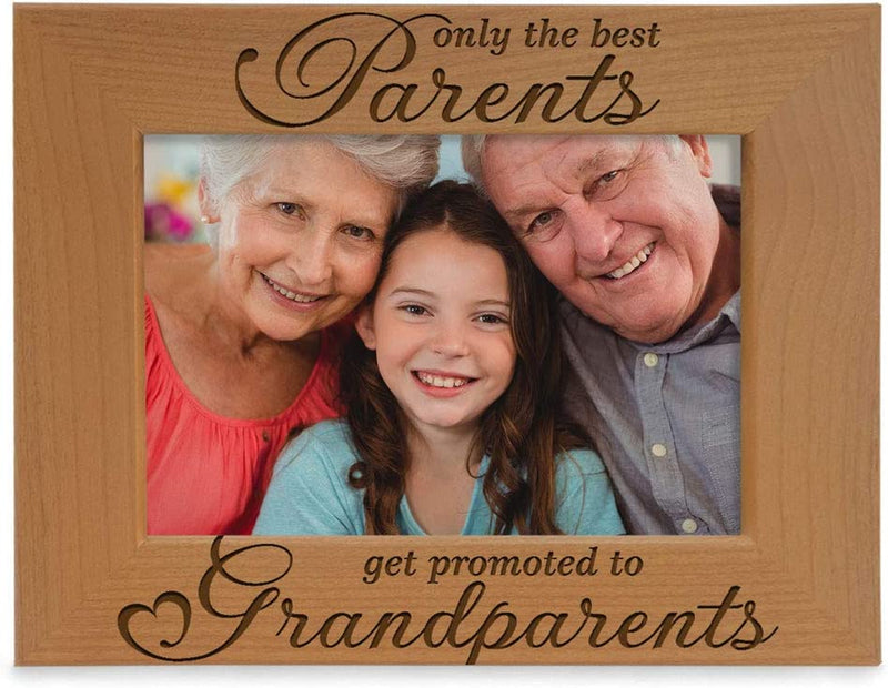 KATE POSH - Only the Best Parents Get Promoted to Grandparents Picture Frame - Engraved Natural Wood Photo Frame - Grandma Gifts, Grandpa Gifts, for Grandparents (4X6-Horizontal) Home & Garden > Decor > Picture Frames KATE POSH 5x7-Horizontal  