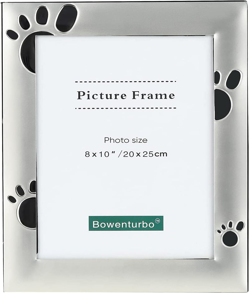 Metal Picture Frame Dog Paw Print Pet Photo Picture Frame Silver Picture Baby Frame(5X7") Home & Garden > Decor > Picture Frames Bowenturbo 8x10"  