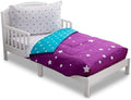 Delta Children 4 Piece Toddler Bedding Set for Girls - Reversible 2-In-1 Comforter - Includes Fitted Comforter to Keep Little Ones Snug, Bottom Sheet, Top Sheet, Pillow Case - Purple Stars Night Home & Garden > Linens & Bedding > Bedding Delta Children Starry Night  