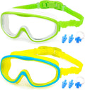 KAILIMENG Kids Swim Goggles, 2 Pack Swimming Goggles for Age 3-15, Anti-Fog Anti-Uv Cear Wide View Sporting Goods > Outdoor Recreation > Boating & Water Sports > Swimming > Swim Goggles & Masks KAILIMENG 2n.green & Blue Yellow  