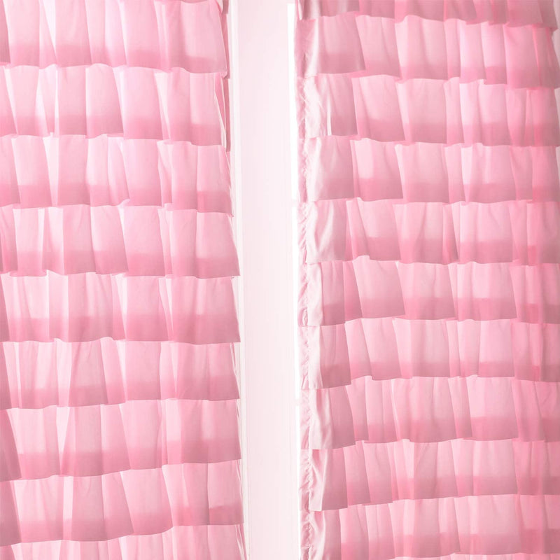 Kotile Pink Ruffle Curtain for Nursery Room - Rod Pocket Ruffle Curtains 63 Inch Long Light Filter Privacy Soft Drapes Set of 2 Panels, 42 X 63 Inch, 1 Pair, Pink Home & Garden > Decor > Window Treatments > Curtains & Drapes Kotile   