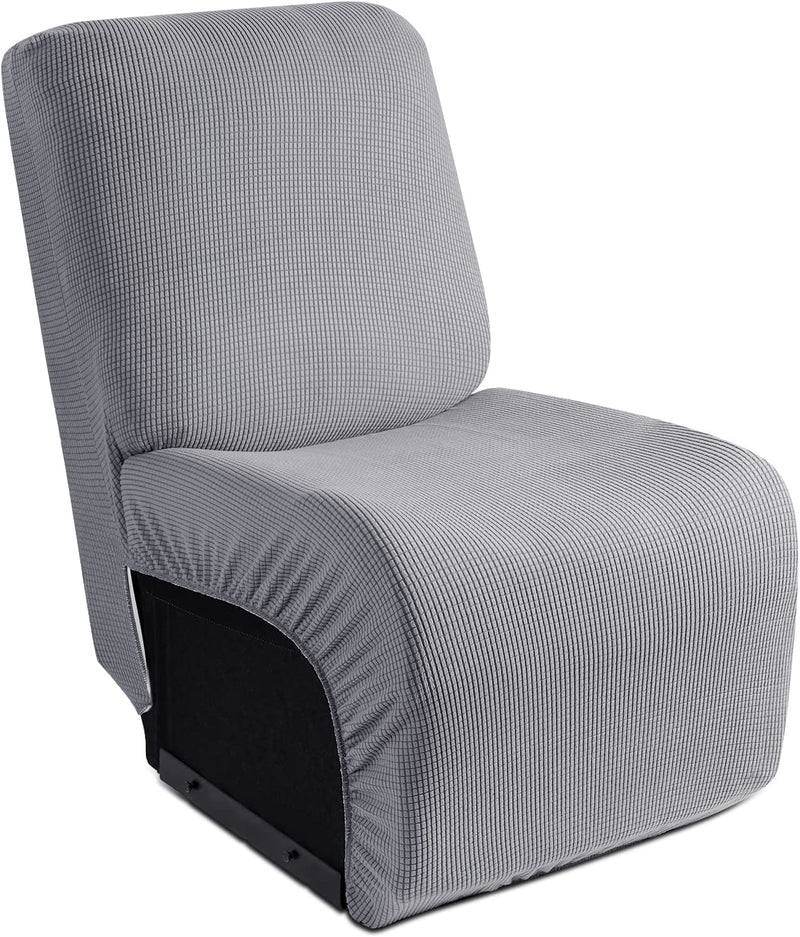 Recliner Loveseat Cover with Middle Console Sofa Slipcover, Stretch Reclining Sofa Covers for 2 Seat Reclining Couch, Jacquard Pattern Soft Loveseat Slipcover Furniture Protector, Black Home & Garden > Decor > Chair & Sofa Cushions TAOCOCO Light Grey 1 Seat 