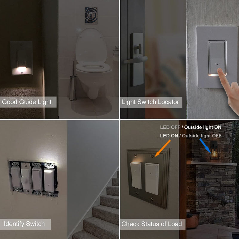 SOZULAMP Night Light Wall Switch,Combination Electrical Light Switch Nightligh-Dusk to Dawn Sensor-Easy to Install-Child Safe-No Neutral Wire-Single Pole,Residential Grade,15A 120V(10Pack,Daylight LED