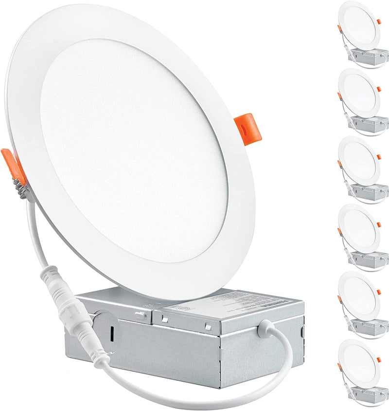 PARMIDA (6 Pack) 6 Inch Ultra-Thin LED Recessed Ceiling Light with Junction Box, 5CCT Color Selectable 2700K/3000K/3500K/4000K/5000K, 12W, Dimmable Canless Wafer Slim Panel Downlight, IC Rated, ETL Home & Garden > Lighting > Flood & Spot Lights Parmida LED Technologies 3000K (Soft White)  