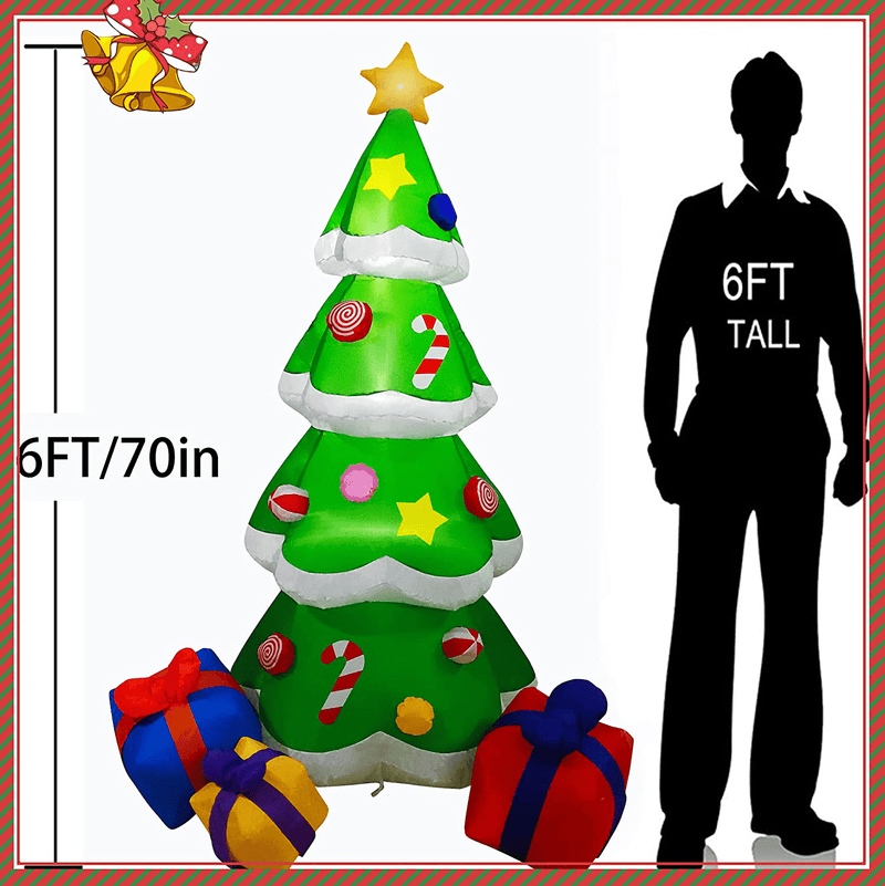 6FT Christmas Inflatable Outdoor Christmas Tree,Blow Up Christmas Decorations Clearance with LED Lights Built-in and 3 Wrapped Gift Boxes for Indoor Outdoor Yard Garden/ Party/Holiday Home & Garden > Decor > Seasonal & Holiday Decorations& Garden > Decor > Seasonal & Holiday Decorations Ponceaulin   