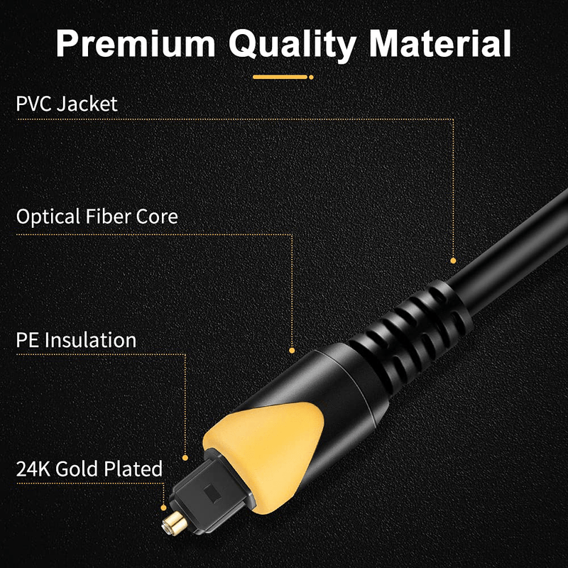 6FT Optical Audio Cable, ZEXMTE Fiber Optic Cable 24K Gold-Plated Ultra-Durability Audio for Home Theater, Sound Bar, TV, PS4, Xbox,1Pack (1.8M) Electronics > Electronics Accessories > Cables ZEXMTE   