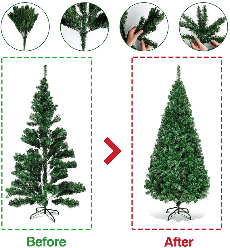 6ft Unlit Artificial Christmas Tree, Xmas Tree with Metal Stand, 1000 Branches Tips, Easy Assembly for Indoor Outdoor Christmas Decoration (6FT) Home & Garden > Decor > Seasonal & Holiday Decorations > Christmas Tree Stands MOLANEPHY   