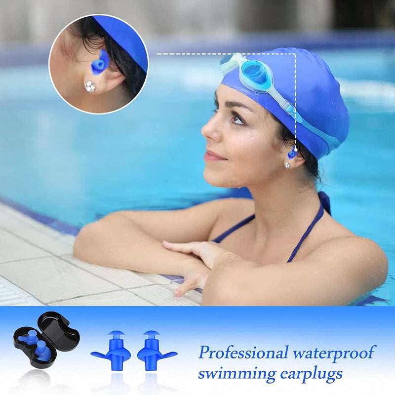 6Pairs Swimming Ear Plugs, Reusable Silicone Earplugs with Waterproof&Sound Hole Design with Storage Box for Adult Kids Surfing Swimming Showering Snorkeling (Blue, Pink, Black) Sporting Goods > Outdoor Recreation > Boating & Water Sports > Swimming Flohayo   