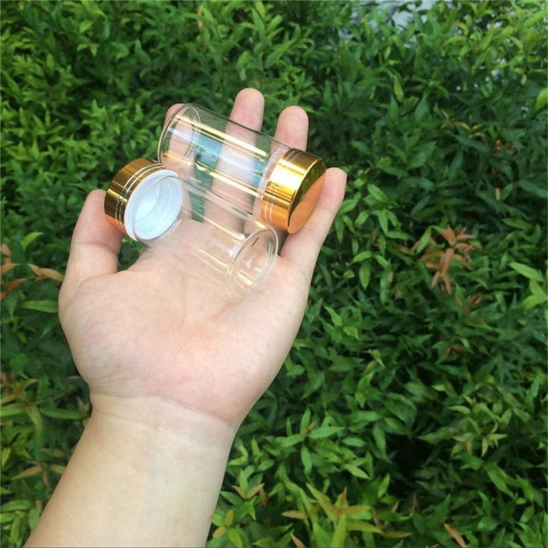 6PCS 50Ml Empty Jars Glass Bottle Storage with Aluminium Screw Cap Gold Metal Cap Sealed Liquid Food Pill Jewelry DIY Gift Container Jars (6, 50Ml-Gold Cap) Home & Garden > Decor > Decorative Jars Jarvials   
