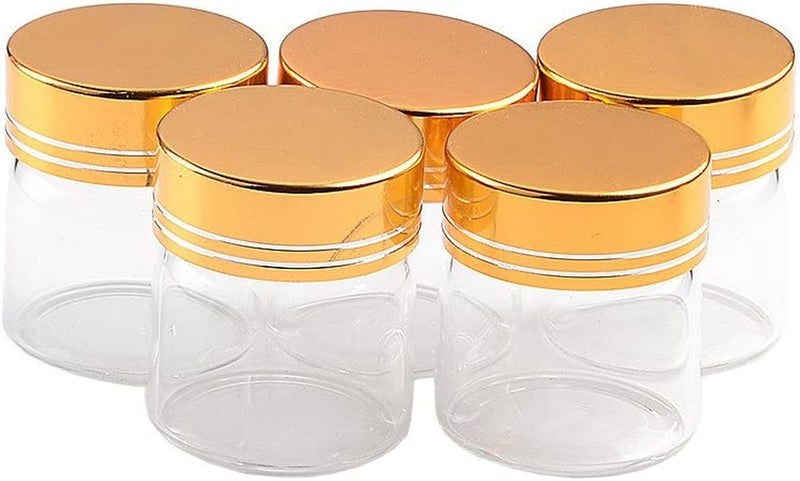 6PCS 50Ml Empty Jars Glass Bottle Storage with Aluminium Screw Cap Gold Metal Cap Sealed Liquid Food Pill Jewelry DIY Gift Container Jars (6, 50Ml-Gold Cap) Home & Garden > Decor > Decorative Jars Jarvials 6 20ML-Gold Cap 