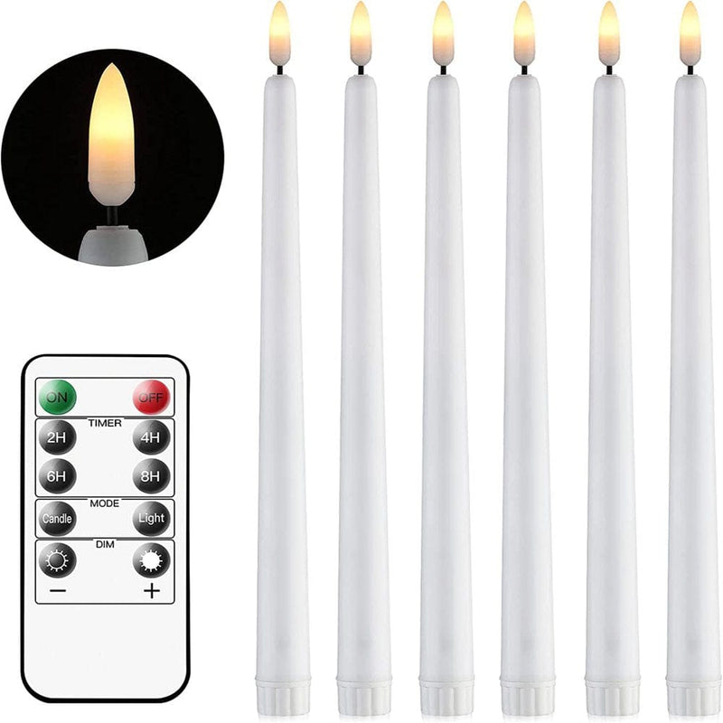 6PCS Flameless Taper Candles with Remote & Timer Flickering Realistic LED Battery Window Candles Warm White Home & Garden > Decor > Seasonal & Holiday Decorations NEWEEN 6PCS Control Taper Candle 