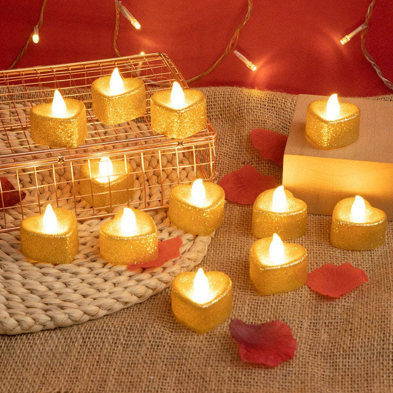 6Pcs Heart Shape LED Candles Light, Romantic LED Candles for Valentine'S Day Wedding Table Decor Aisle Party Decor