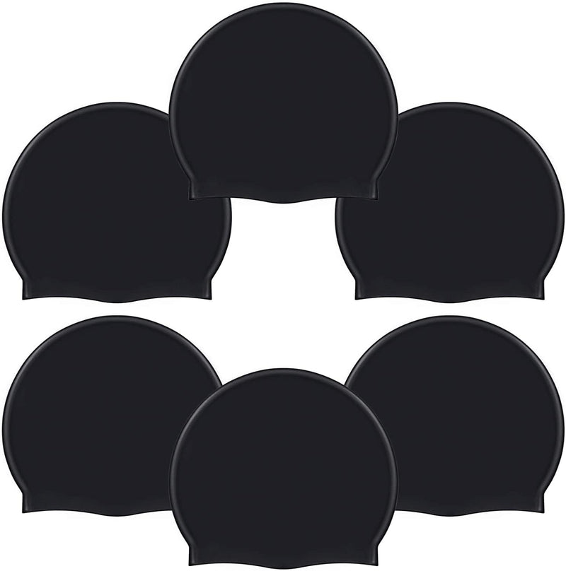 6Pcs Silicone Swim Cap Adult Silicone Swim Cap for Women Men Kids High Elasticity Thick Swimming Pool Cap Silicone Swimming Cap for Long Hair Short Hair Multi Color Unisex Bath Silicone Shower Cap Sporting Goods > Outdoor Recreation > Boating & Water Sports > Swimming > Swim Caps Tayfremn Black  