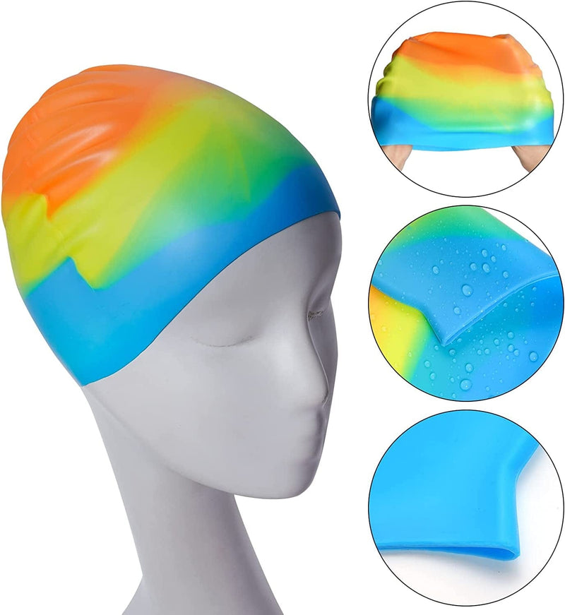 6Pcs Silicone Swim Cap Adult Silicone Swim Cap for Women Men Kids High Elasticity Thick Swimming Pool Cap Silicone Swimming Cap for Long Hair Short Hair Multi Color Unisex Bath Silicone Shower Cap Sporting Goods > Outdoor Recreation > Boating & Water Sports > Swimming > Swim Caps Tayfremn   