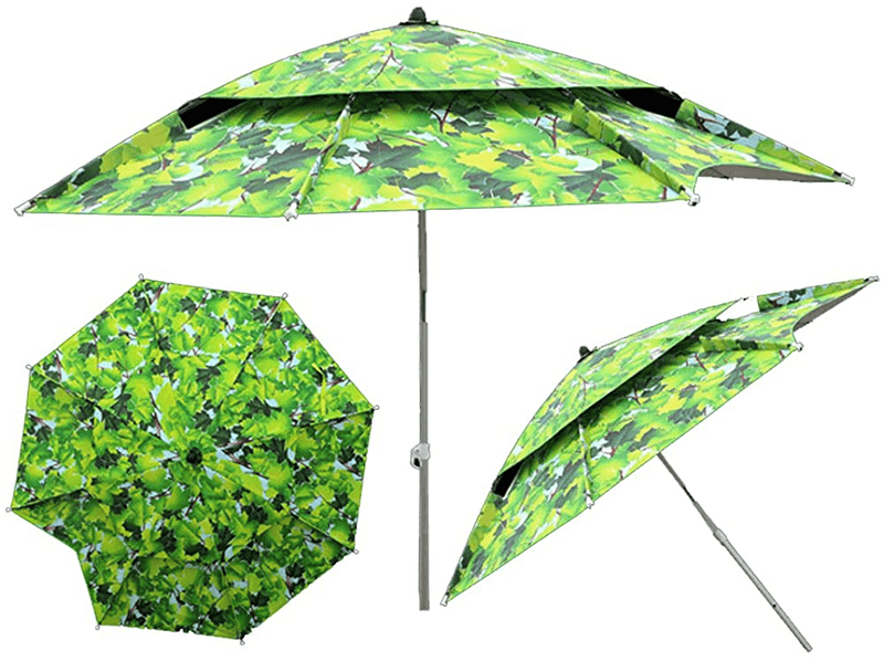 7.21ft Portable Beach Umbrella Sun Shade Umbrella with Sand Anchor & Tilt Mechanism Outdoor Umbrella Double-Layer Universal Reinforcement Waterproof and Sun Protection Can Be Used for rPatio Outdoor, Fishing, Picnics, Camping, Beaches, Parks Home & Garden > Lawn & Garden > Outdoor Living > Outdoor Umbrella & Sunshade Accessories fitini Leaf color  