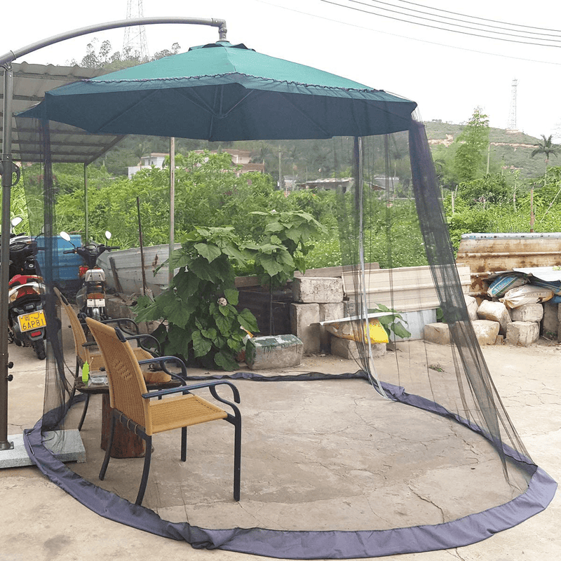 7.5-11Ft Black Patio Umbrella Mosquito Netting, with Double Zipper Door, Polyester Mesh Net Screen Universal for Almost Outdoor Market Table Umbrellas & Cantilever Offset Hanging Umbrella W/Tilt Sporting Goods > Outdoor Recreation > Camping & Hiking > Mosquito Nets & Insect Screens DINHAND   