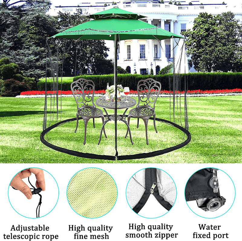 7.5-11Ft Umbrella Mosquito Netting，Garden Patio Umbrella Mosquito Netting,With Double Zipper Door, for Almost Outdoor Market Table Umbrellas & Cantilever Offset Hanging Umbrella W/Tilt Sporting Goods > Outdoor Recreation > Camping & Hiking > Mosquito Nets & Insect Screens JEOEUS   