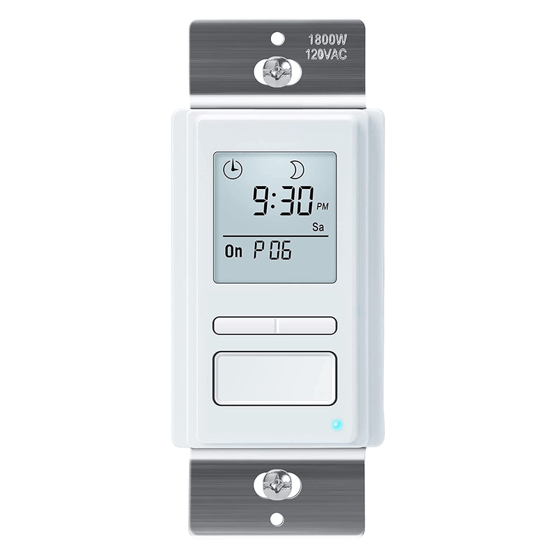 7 Day Programmable Light Switch Timer, in-Wall Timer Switch Automatically Turn On and Off Your Lights at Sunrise/Sunset for Lights Fans Motors, Neutral Wire Required Home & Garden > Lighting Accessories > Lighting Timers Toolhome Default Title  