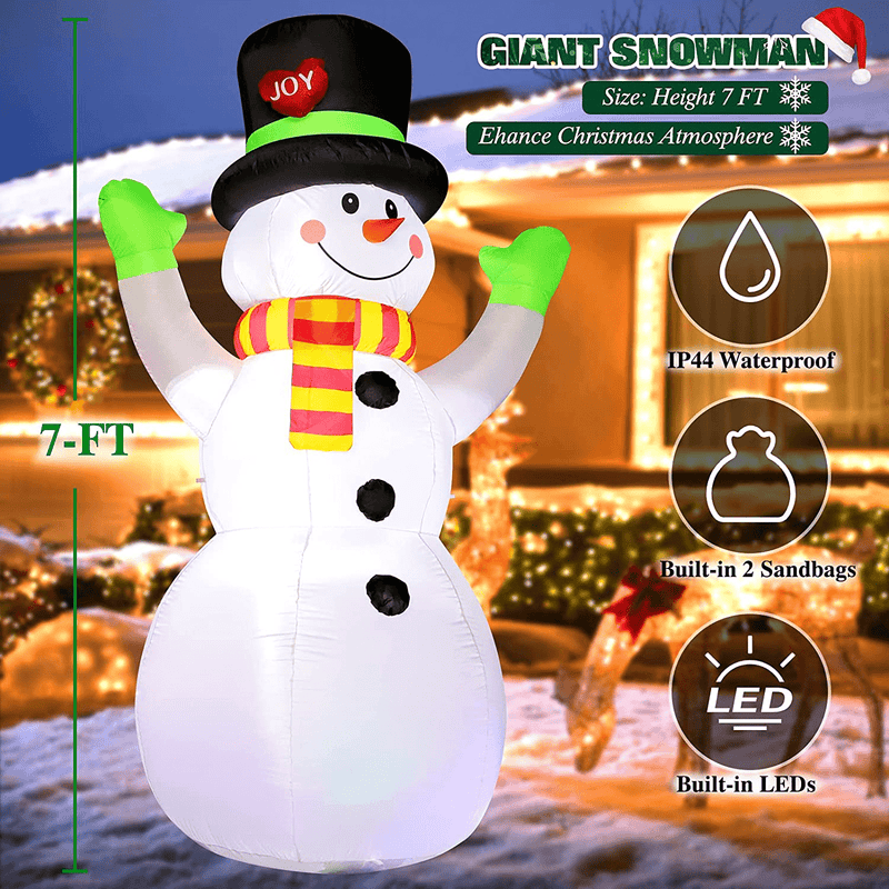 7 FT Christmas Inflatable Giant Snowman Outdoor Decoration, Blow up Snow Man Yard Decor Built-in Bright LED Light Wear Magic Hat, Weatherproof Holiday Inflatables for Garden Patio Lawn Party Xmas Gift Home & Garden > Decor > Seasonal & Holiday Decorations& Garden > Decor > Seasonal & Holiday Decorations FunFanso   