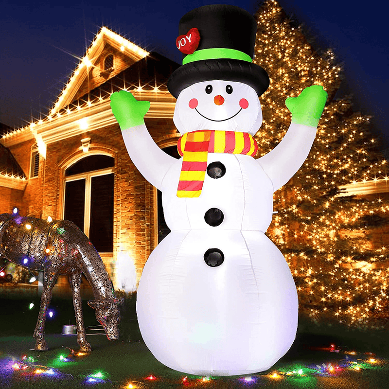 7 FT Christmas Inflatable Giant Snowman Outdoor Decoration, Blow up Snow Man Yard Decor Built-in Bright LED Light Wear Magic Hat, Weatherproof Holiday Inflatables for Garden Patio Lawn Party Xmas Gift