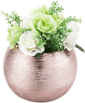 7-Inch Round Modern Gold-Tone Metallic Ceramic Plant Flower Planter Pot, Decorative Bowl Vase