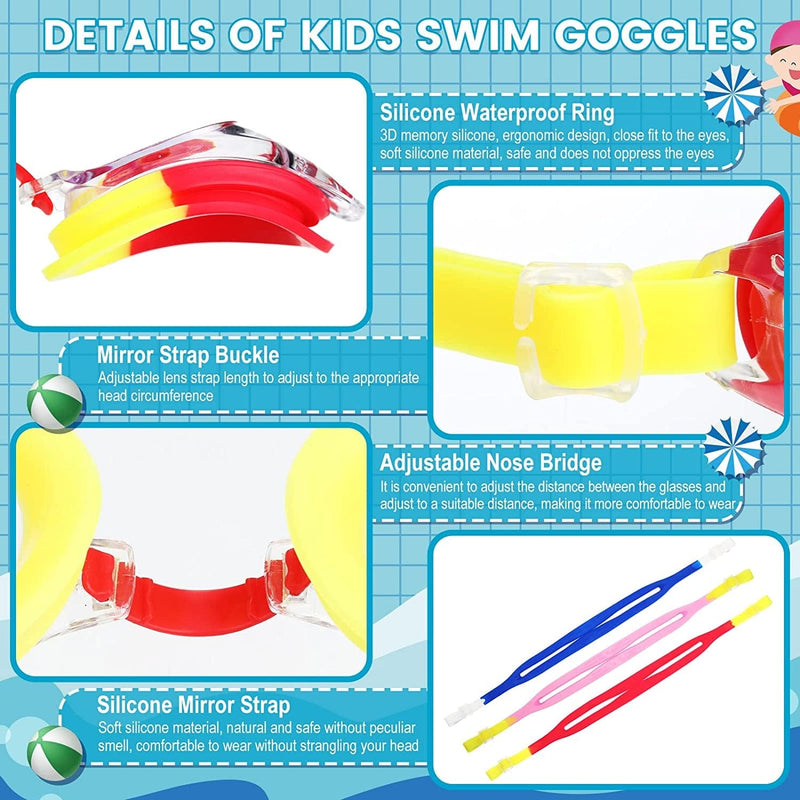 7 Packs Kids Swimming Goggles Unisex Child Swim Goggles for Kids Water Goggles No Leaking anti Fog Kids Goggles for Ages 8-12 Boys Girls, Random Color Sporting Goods > Outdoor Recreation > Boating & Water Sports > Swimming > Swim Goggles & Masks Konohan   