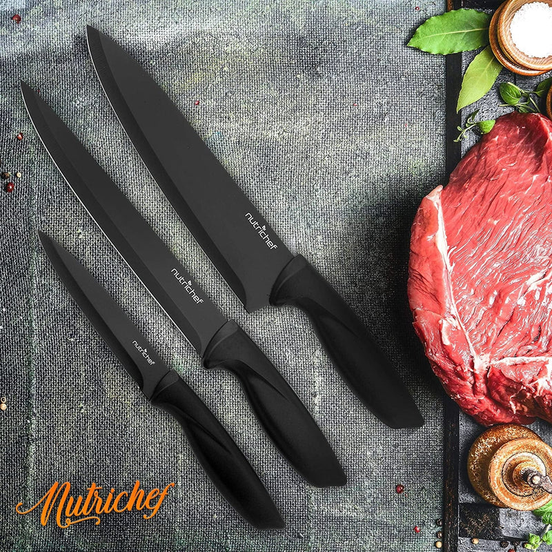 7 Piece Kitchen Knife Set - Stainless Steel Kitchen Precision Knives Set W/ 5 Knives & Bonus Sharpener, Acrylic Block Stand - Cutting Slicing, Chopping, Dicing - Nutrichef NCKNS7X Home & Garden > Kitchen & Dining > Kitchen Tools & Utensils > Kitchen Knives NutriChef   