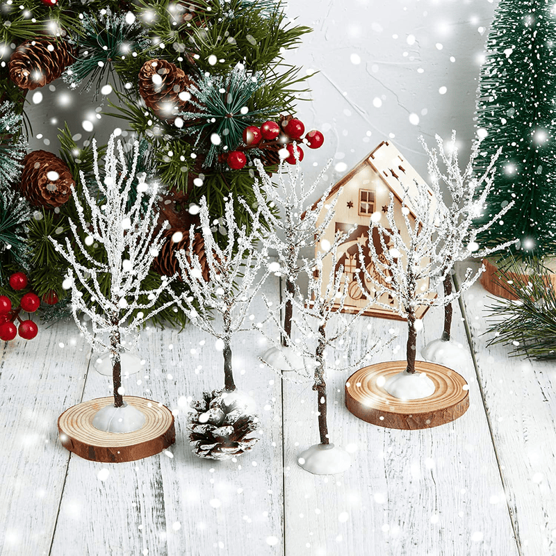 7 Pieces Christmas Decor Trees, Snow Covered Village Trees, Winter Snow Model Trees in 2 Sizes for Christmas Tree Displays, Fairy Gardens, Village Displays and Holiday Decorations Home & Garden > Decor > Seasonal & Holiday Decorations > Christmas Tree Stands Chuangdi   