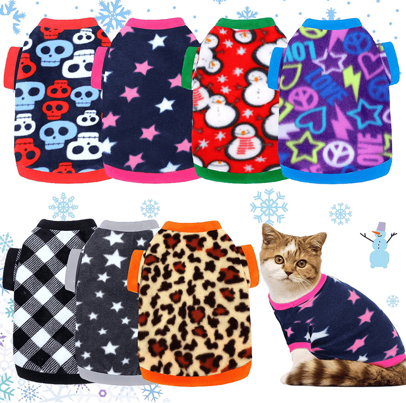 7 Pieces Dog Fleece Sweaters Dog Warm Sweater Dog Sweatshirt Winter Dog Outfits Soft Fleece Puppy Sweater Dog Outfits for Chihuahua Yorkshire Poodle Pets Pup Dog Cat Animals & Pet Supplies > Pet Supplies > Dog Supplies > Dog Apparel Xuniea Cute Pattern Small 
