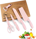 7 Pieces of Kitchen Knives Set Include 3 Kitchen Knives 1 Scissor & 1 Peeler Stand and Chopping Board Stainless Steel Non-Stick Coating with Gift Box(Pink) Home & Garden > Kitchen & Dining > Kitchen Tools & Utensils > Kitchen Knives DT001 Pink 5 Pieces 