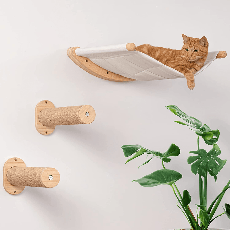 7 Ruby Road Cat Hammock Wall Mounted Cat Shelf with Two Steps - Cat Wall Shelves and Perches for Sleeping, Playing, Climbing, and Lounging - Modern Cat Bed & Furniture for Large Cats or Kitty Animals & Pet Supplies > Pet Supplies > Cat Supplies > Cat Beds 7 Ruby Road Default Title  