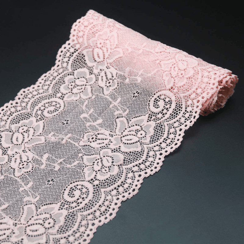 7" Wide White Lace Fabric Sewing Lace Ribbon Trim Elastic Stretchy Lace for Crafting 5 Yard Arts & Entertainment > Hobbies & Creative Arts > Arts & Crafts ETIAL Pink  