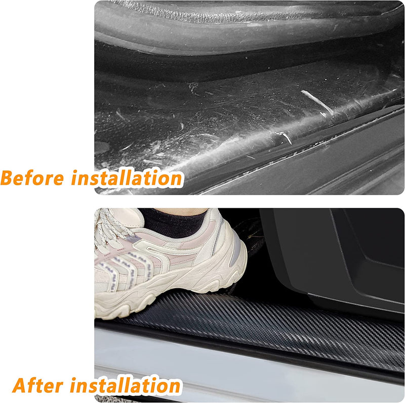 NHHC 4Pcs Car Door Sill Protector,Sport Carbon Fiber Threshold Anti-Scratch Sticker Door Edge Protection Decorate,Auto Interior Accessories Self-Adhesive Anti-Scratch (Carbon Fibre)