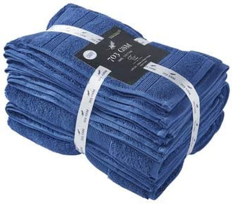 703 GSM 6 Piece Towels Set, 100% Cotton, Zero Twist, Premium Hotel & Spa Quality, Highly Absorbent, 2 Bath Towels 30" X 54", 2 Hand Towel 16" X 28" and 2 Wash Cloth 12" X 12". Navy Color Home & Garden > Linens & Bedding > Towels The Luxury Towel Company   