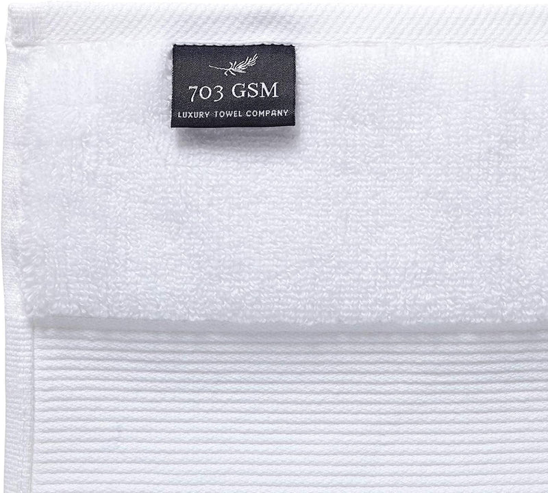 703 GSM 6 Piece Towels Set, 100% Cotton, Zero Twist, Premium Hotel & Spa Quality, Highly Absorbent, 2 Bath Towels 30” X 54”, 2 Hand Towel 16” X 28” and 2 Wash Cloth 12” X 12”. White Color Home & Garden > Linens & Bedding > Towels The Luxury Towel Company   