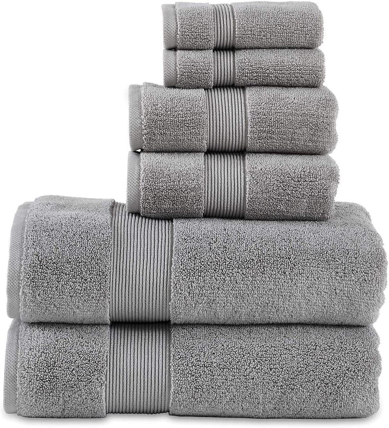 703 GSM 6 Piece Towels Set, 100% Cotton, Zero Twist, Premium Hotel & Spa Quality, Highly Absorbent, 2 Bath Towels 30” X 54”, 2 Hand Towel 16” X 28” and 2 Wash Cloth 12” X 12”. White Color Home & Garden > Linens & Bedding > Towels The Luxury Towel Company Alloy  