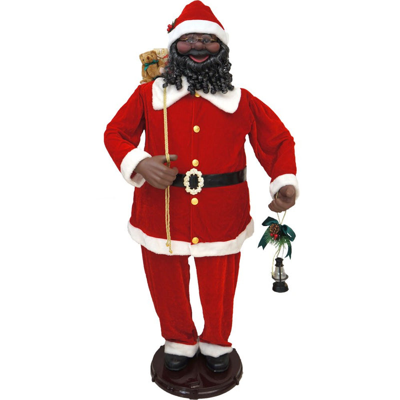 Fraser Hill Farm 58-In. African American Dancing Santa with Toy Sack and Teddy Bear | Indoor Animated Home Holiday Decor | Dancing Christmas Decorations | FSC058-2RD6-AA Home Home & Garden > Decor > Seasonal & Holiday Decorations& Garden > Decor > Seasonal & Holiday Decorations Fraser Hill Farm Lantern  