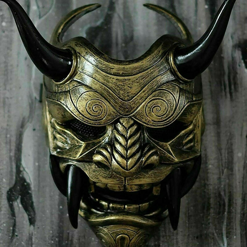 Halloween Japanese Hannya Demon Oni Samurai Noh Kabuki Prajna Devil Mask Cosplay Party Props, Gold Apparel & Accessories > Costumes & Accessories > Masks Costyle   