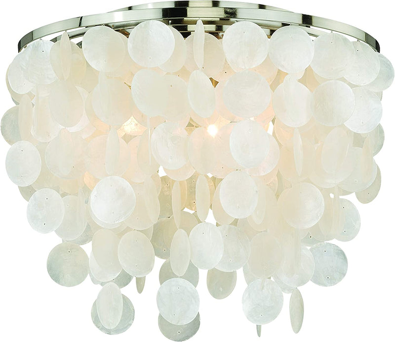 VAXCEL Elsa Satin Nickel Coastal Capiz Shell Mini Pendant Ceiling Light Home & Garden > Lighting > Lighting Fixtures VAXCEL 16 in  