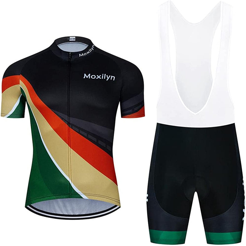 MOXILYN Men'S Cycling Jersey Bike Clothing Set Full Zipper Breathable Quick-Dry Shirt + Cycling Bibs with 20D Padded Sporting Goods > Outdoor Recreation > Cycling > Cycling Apparel & Accessories MOXILYN D13s-set Medium 