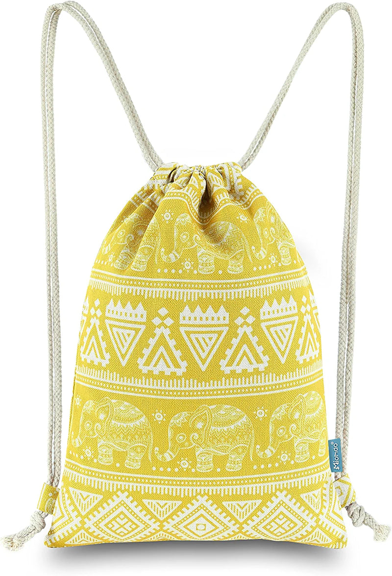 Miomao Drawstring Backpack Elephant String Bag Gym Sackpack Canvas Sport Daypack Home & Garden > Household Supplies > Storage & Organization Miomao Yellow  