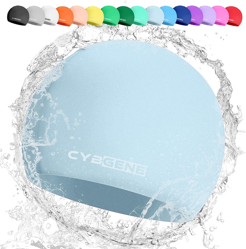 Cybgene Silicone Swim Cap, Unisex Swimming Cap for Women and Men, Comfortable Bathing Cap Ideal for Short Medium Long Hair Sporting Goods > Outdoor Recreation > Boating & Water Sports > Swimming > Swim Caps CybGene Diamond Blue Large (Suggest>10 years) 