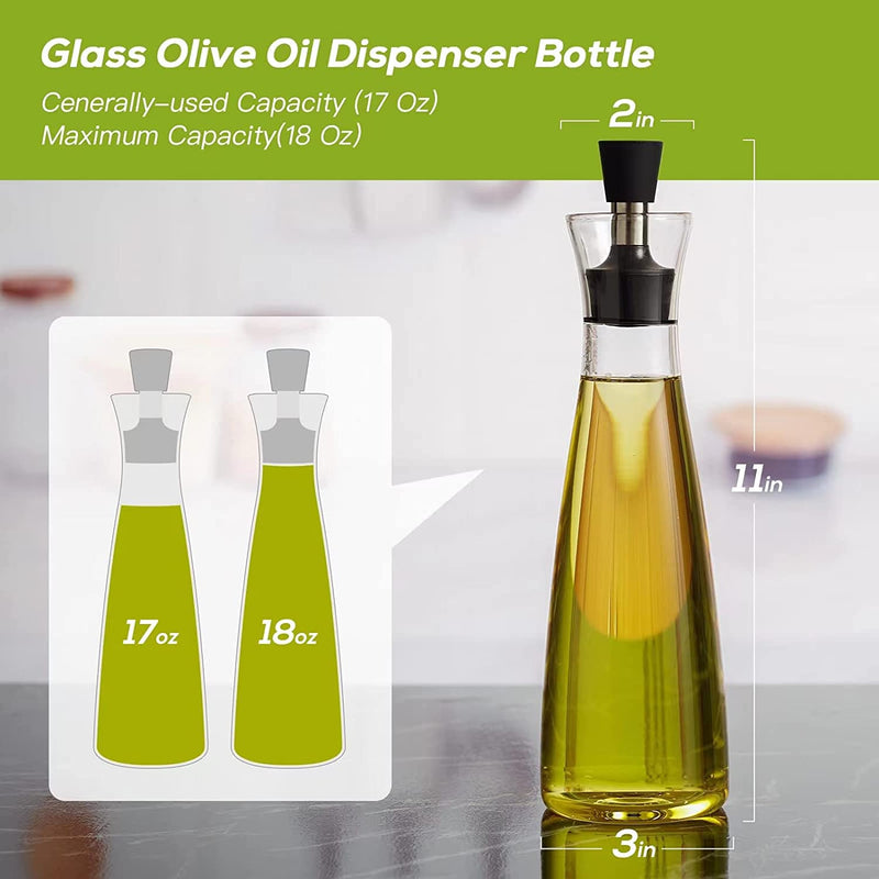 DHAEE 18 Ounce Glass Olive Oil Dispenser Bottle for Kitchen with Sealing Cap,Cooking Oil and Vinegar Bottle Set,No Funnel Needed,Clear & Easy to Clean- for Home Kitchen Decor Tools Accessories Home & Garden > Kitchen & Dining > Kitchen Tools & Utensils DHAEE   