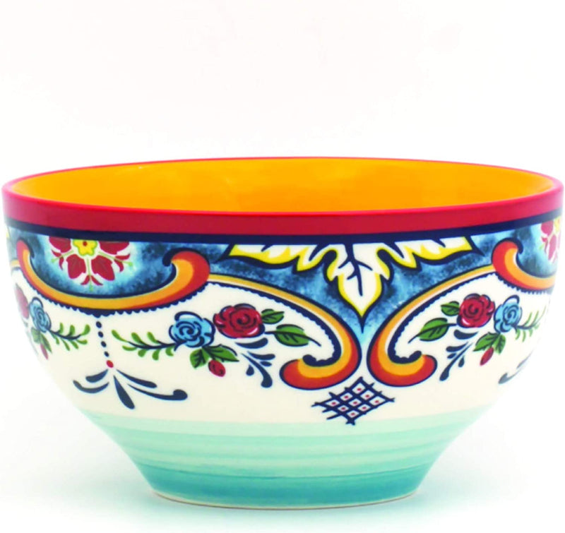 Euro Ceramica Zanzibar Double Bowl 16-Piece Dinnerware Set | Fine Kitchenware | Floral Multicolor Design Stoneware Tableware Service for 4 Home & Garden > Kitchen & Dining > Tableware > Dinnerware Euro Ceramica   