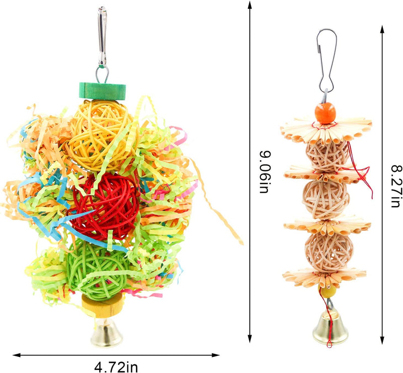 Bac-Kitchen Parrot Cage Toys Bird Swing Toys Parrot Shredder Toy Shred Foraging Hanging Cage Toy Wood Beads Bells Wooden Hammock Hanging Toys for Budgie Lovebirds Conures Parakeet (5 Pack)
