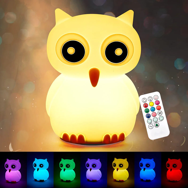 CHWARES Night Light for Kids, Cat Nursery Night Lights with Remote, 7 Color Kawaii Lamp, Room Decor, USB Rechargeable, Cute Lamp Gifts for Baby, Children, Toddlers, Teen Girls Home & Garden > Lighting > Night Lights & Ambient Lighting CHWARES 07-Owl  