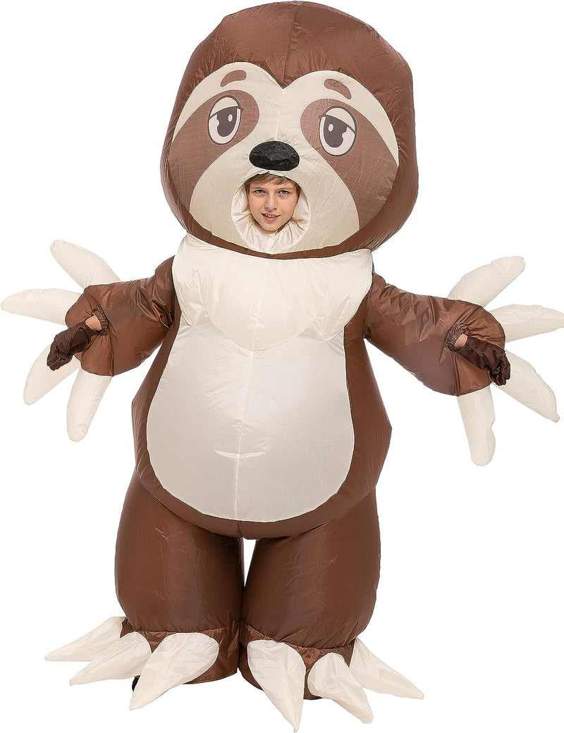 Spooktacular Creations Inflatable Halloween Costume Full Body Sloth Inflatable Costume - Child Unisex 7-10 Years Old Inflatable Costume Brown  Spooktacular Creations   