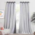 NICETOWN Nursery Curtains for Kids, Farmhouse Blackout Curtain Panels for Bedroom, Double Layer Star Hollow-Out Grommet Aesthetic Living Room Toddler Window Curtains, 2 Pcs, W52 X L84, Biscotti Beige Home & Garden > Decor > Window Treatments > Curtains & Drapes NICETOWN Grey W52 x L84 