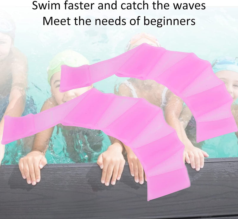 Shanrya Swimming Handcuffs Flippers, Comfortable Elastic Silicone Foldable Silicone Hand Swimming Gloves for Swimming for Beginners